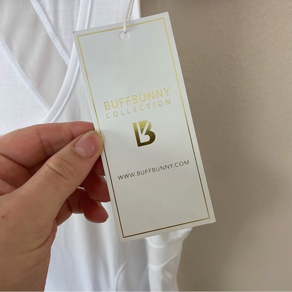 Buffbunny Mesh Panel Stripe White Tank Top NWT - Picture 5 of 8